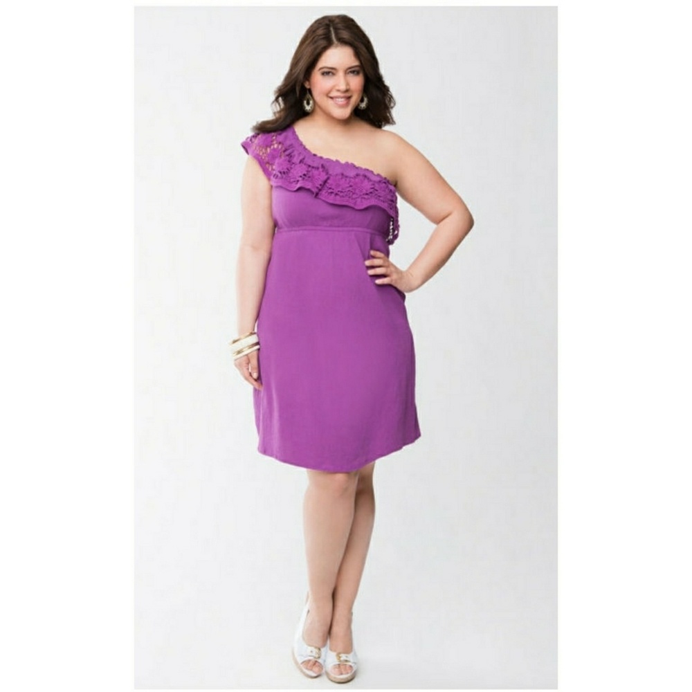 Lane Bryant One Shoulder Crochet Dress